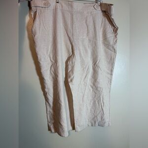 NWT Croft & Barrow Mid Rise Crop pant 55% Linen, elastic waist in back size 3X